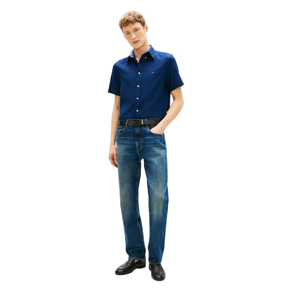 Tommy Hilfiger Regular Fit Linen Blend Short Sleeve Shirt